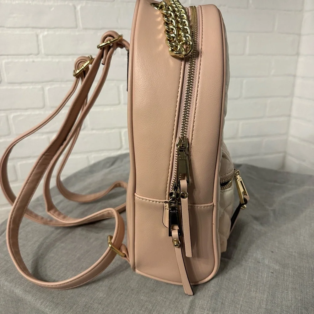 ALDO NWT Beige/Rose Quilted Backpack with Gold Accents